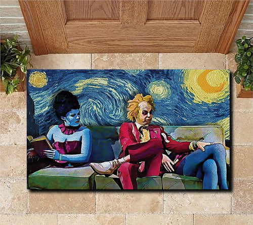 Beetlejuice Michael Keaton Starry Night Van Gogh doormat